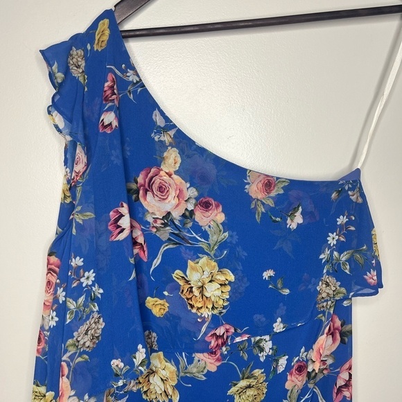 Slate & Willow Blue Floral Maxi One Shoulder Ruffle Dress - Picture 5 of 8